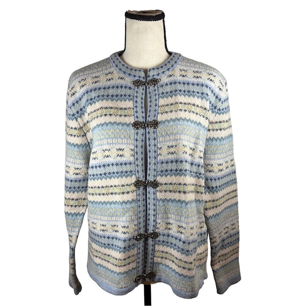 Frost Nordic Fair Isle Toggle Cardigan Sweater | 100% Lambswool Cottagecore